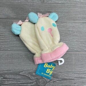 Vintage Baby OshGosh B'Gosh Infant Mittens Cute Plush Pastel Panda Bear RARE NEW